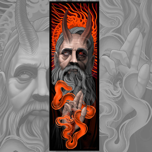 Lucifer Morningstar Devil Neotraditional Tattoo Style Art Print 12x36"