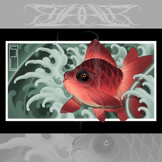 Goldfish Japanese Neotraditional Tattoo Art Print 11x17"