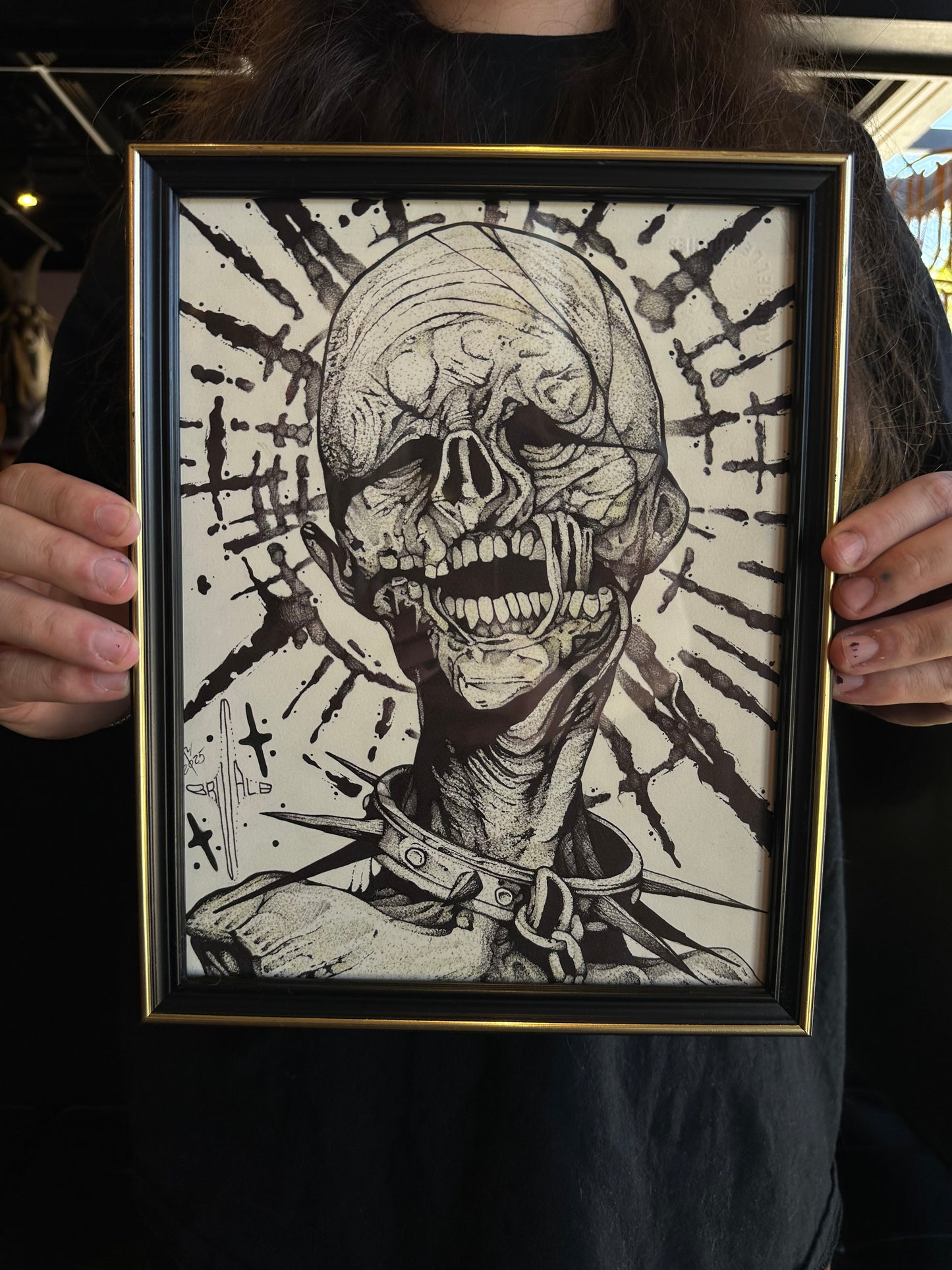 Zombie “Dungeon Dweller” Blackwork Illustrative Tattoo Style Art Print 8x10"