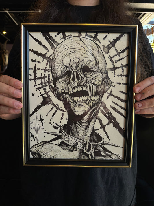 Zombie “Dungeon Dweller” Blackwork Illustrative Tattoo Style Art Print 8x10"