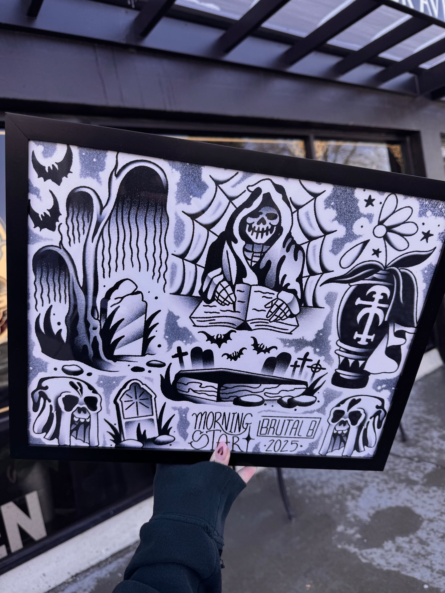 American Traditional Tattoo Cemetery Flash Sheet Art Print 11x14”