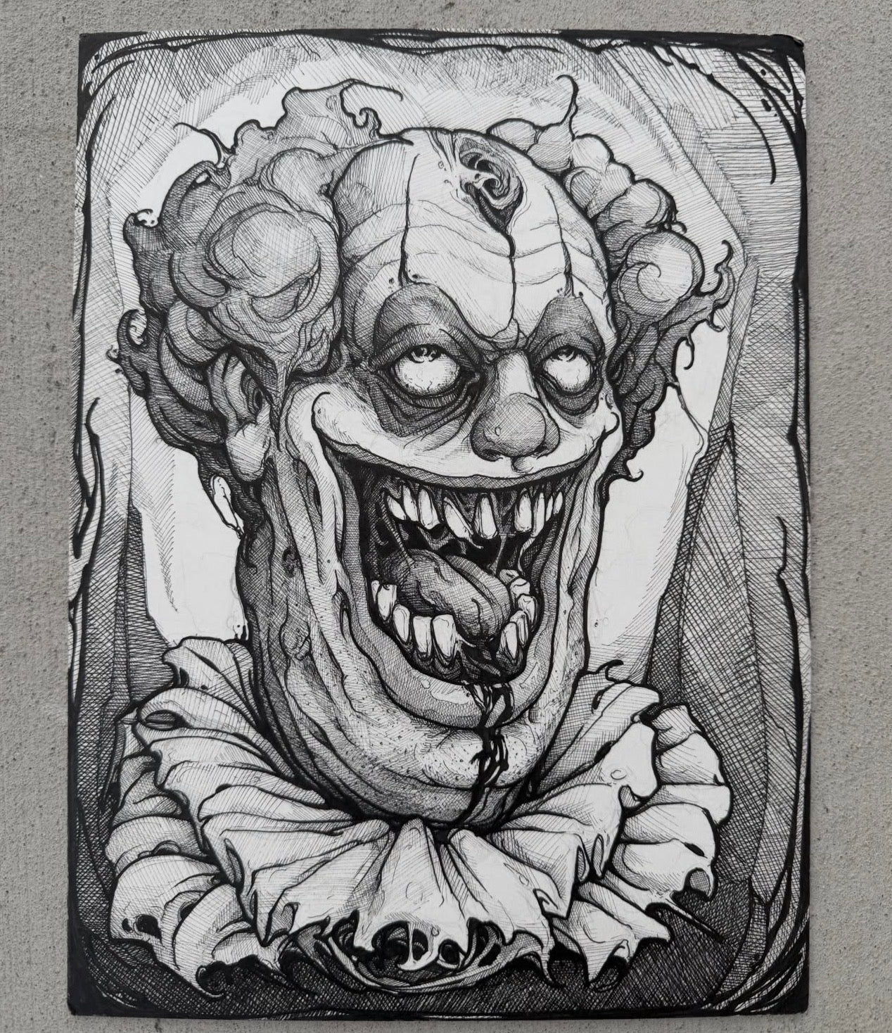 Clown “Smile Wider” Blackwork Illustrative Tattoo Style Art Print 9x12”
