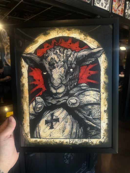 “Sable” Lamb Blackwork Illustrative Tattoo Style Art Print 11x14"
