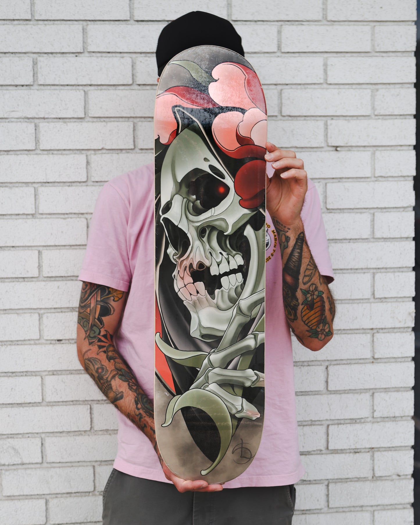 Grim Reaper Neotraditional Tattoo Skateboard Deck