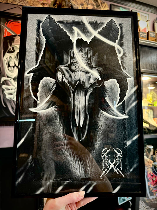 Baphomet Goat Blackwork Tattoo Art Print 11x17"