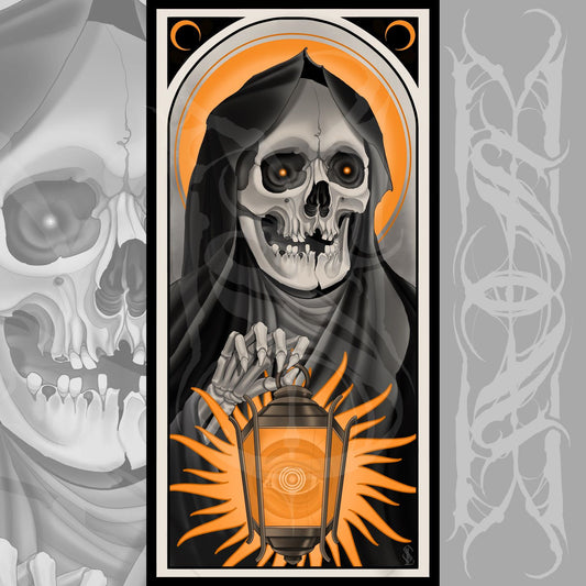 Grim Reaper With Lantern Neotraditional Tattoo Style Art Print 12x24"
